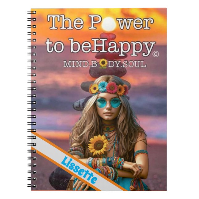 HIPPIE-THEMED NOTEBOOK - PERSONALIZED NAME (Front)