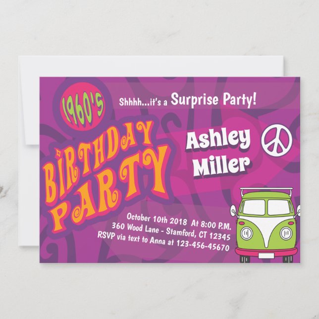 Hippie Themed Party Invitation (Front)