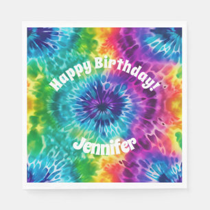 Hippie Tie Dye Birthday Paper Napkin