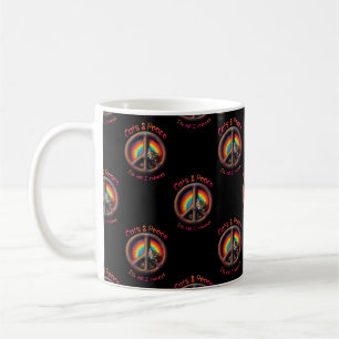 Hippie Tie Dye Cat Lovers Peace sign Customise  Coffee Mug