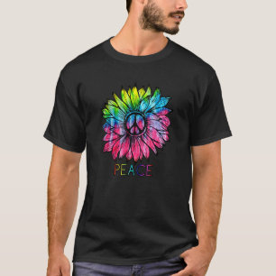 Hippie Tie Dye Sunflower Peace Design Mens Womens T-Shirt