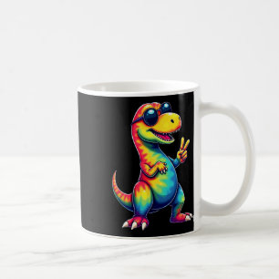 Hippie Tie Dye T-rex Dino Peace Sign Coffee Mug