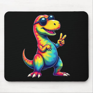 Hippie Tie Dye T-rex Dino Peace Sign  Mouse Mat