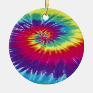 Hippie tie dye tee ceramic tree decoration