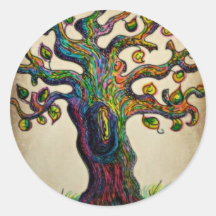 Hippie Tree Classic Round Sticker