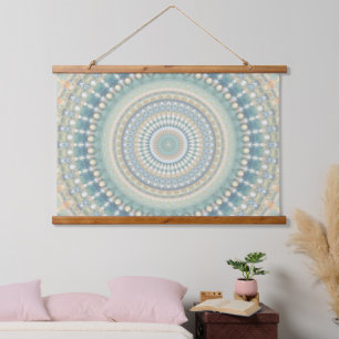 Hippie Trippy Eclectic Pastel Boho Groovy Mandala Hanging Tapestry