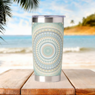 Hippie Trippy Eclectic Pastel Boho Groovy Mandala Insulated Tumbler