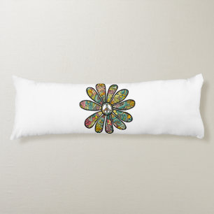 Hippie Trippy Flower Power Peace Sign Seventies Body Cushion