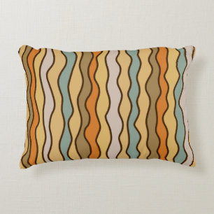Hippie Trippy Groovy Vertical Stripe 70s Pattern Decorative Cushion