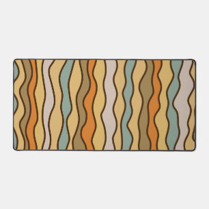 Hippie Trippy Groovy Vertical Stripe 70s Pattern Desk Mat