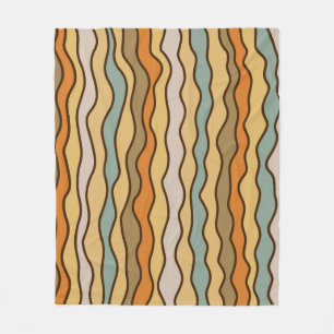 Hippie Trippy Groovy Vertical Stripe 70s Pattern Fleece Blanket