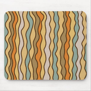 Hippie Trippy Groovy Vertical Stripe 70s Pattern Mouse Mat