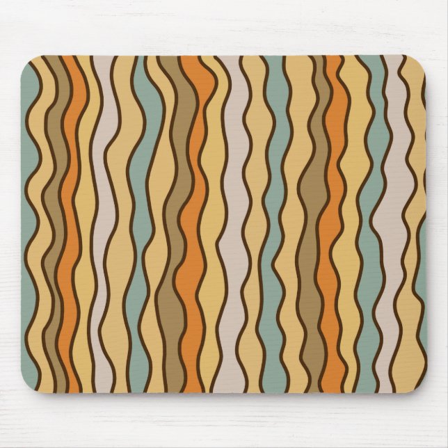 Hippie Trippy Groovy Vertical Stripe 70s Pattern Mouse Mat (Front)