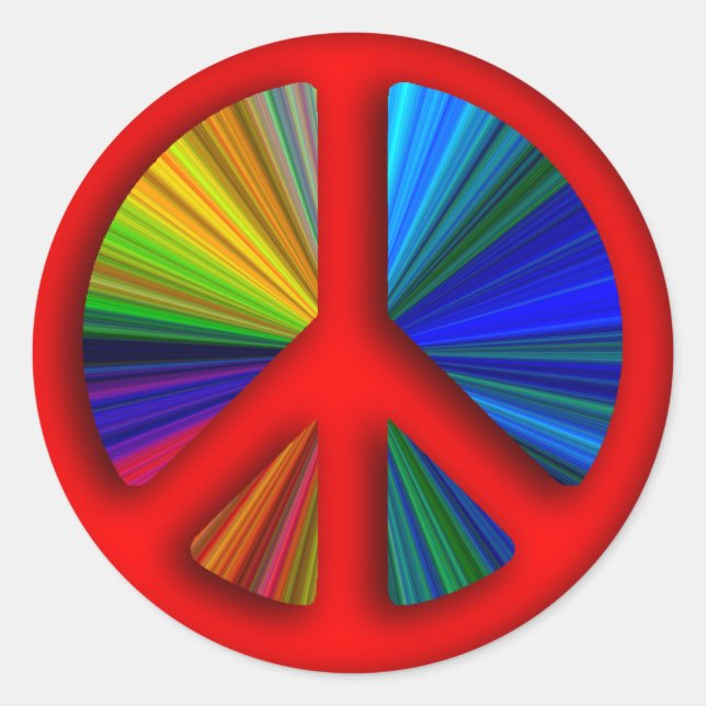Hippie Trippy Peace Sign Classic Round Sticker (Front)