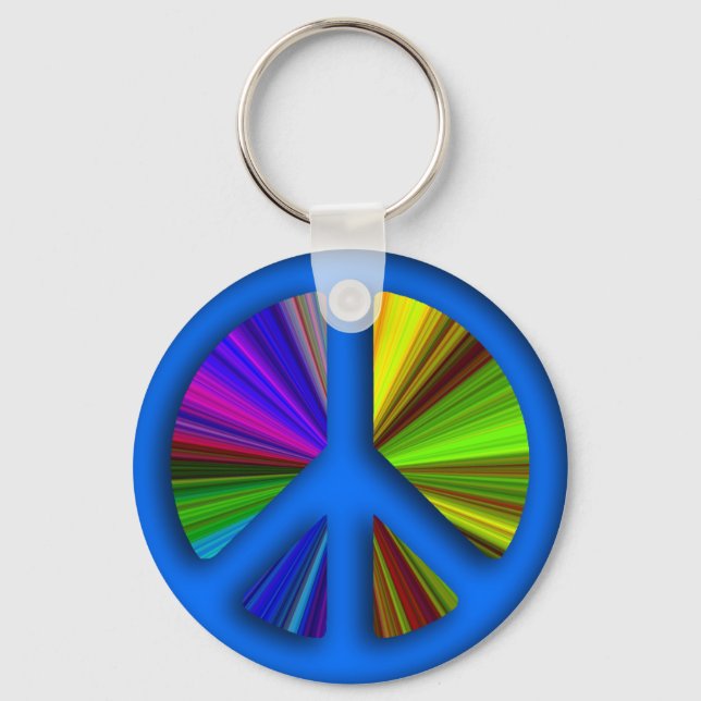Hippie Trippy Peace Sign Key Ring (Front)
