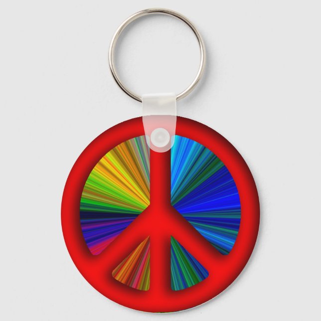Hippie Trippy Peace Sign Key Ring (Front)