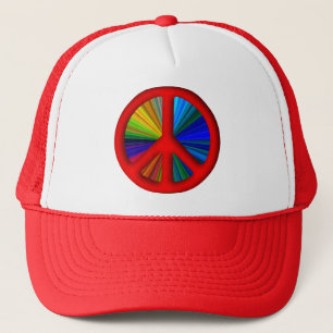 Hippie Trippy Peace Sign Trucker Hat