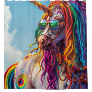 Hippie Unicorn Shower Curtain