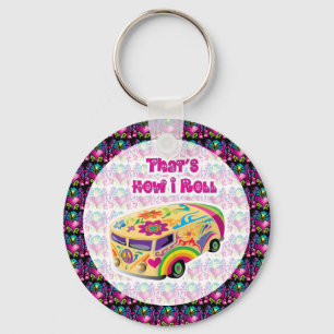 hippie van how i roll key ring