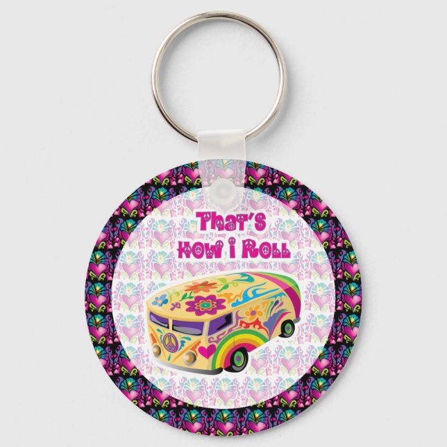 hippie van how i roll key ring (Front)