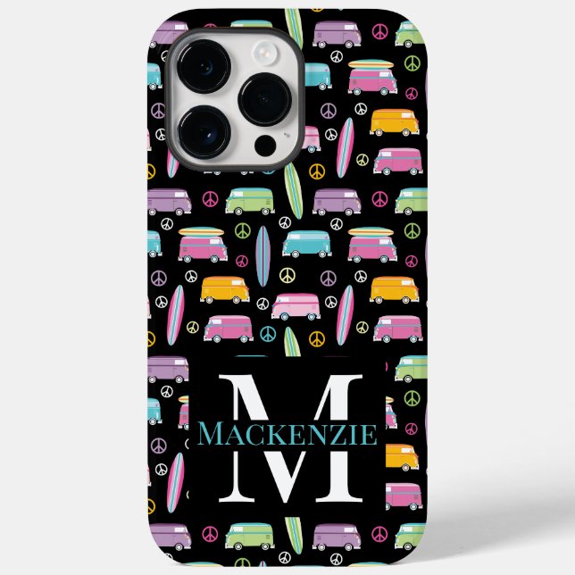 Hippie Van Peace Sign Trippy Monogram Case-Mate iPhone Case (Back)