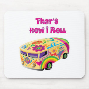 hippie van retro how i roll mouse mat