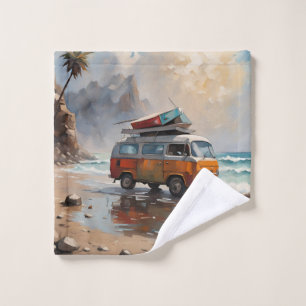 Hippie Van Seascape Traveller Mood Art  Bath Towel Set