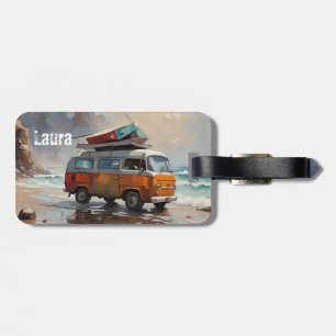 Hippie Van Seascape Traveller Mood Art Luggage Tag