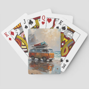 Hippie Van Seascape Traveller Mood Art  Playing Cards