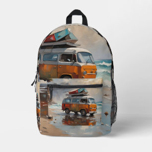 Hippie Van Seascape Traveller Mood Art  Printed Backpack