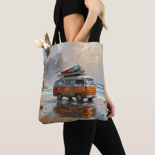 Hippie Van Seascape Traveller Mood Art  Tote Bag