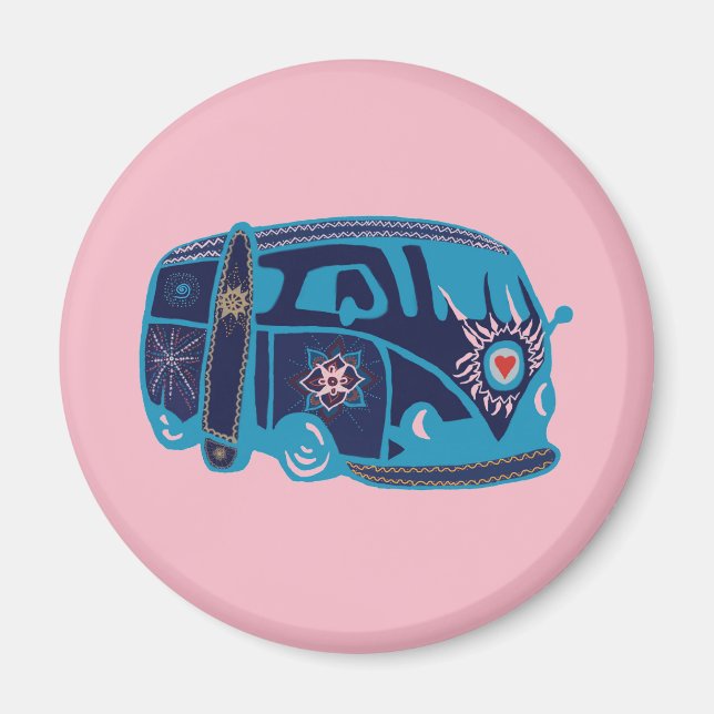 Hippie Van Standard, 5.7 Cm Round Magnet (Front)