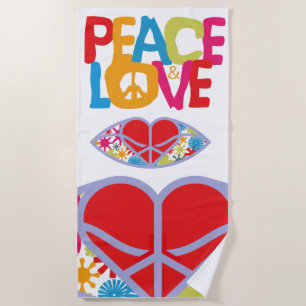 HIPPIE WORLD SUMMER 2021 PEACE AND LOVE BEACH TOWEL