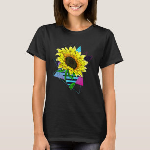 Hippie Yellow Flower  80s Vaporwave Aesthetic Sunf T-Shirt