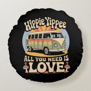 Hippie Yippee – All You Need Is Love Round Cushion