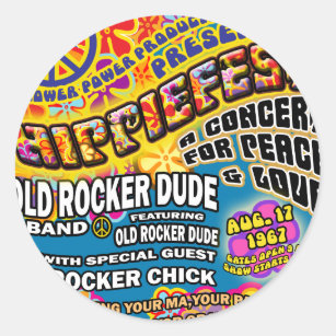 Hippiefest Concert Poster Classic Round Sticker