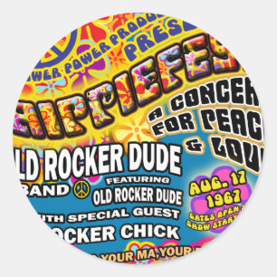 Hippiefest Concert Poster Classic Round Sticker