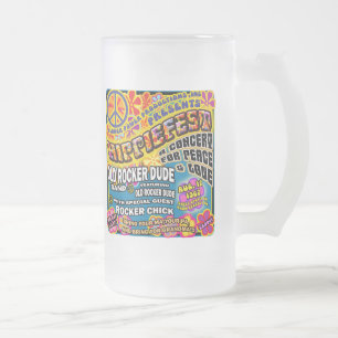 Hippiefest Concert Poster Frosted Glass Beer Mug