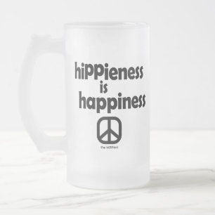 Hippieness Is Happieness Frosted Glass Beer Mug