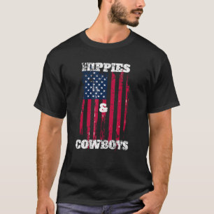 Hippies & Cowboys American Flag Distressed Look T T-Shirt