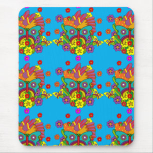 Hippies - Hippy Flower Power - Cute Hippies - 1970 Mouse Mat