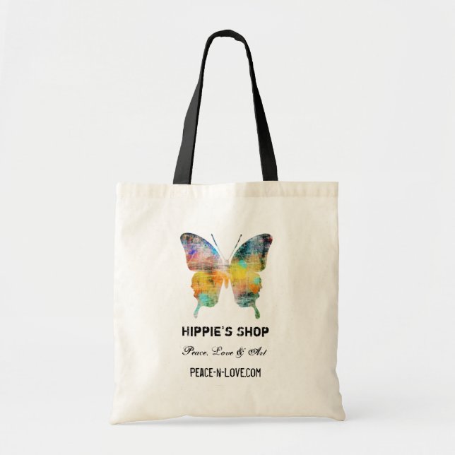 Hippie's Shop Promotional Value Butterfly Tote Bag (Front)