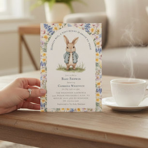 Hippity Hop Watercolor Bunny Baby Shower Invitation