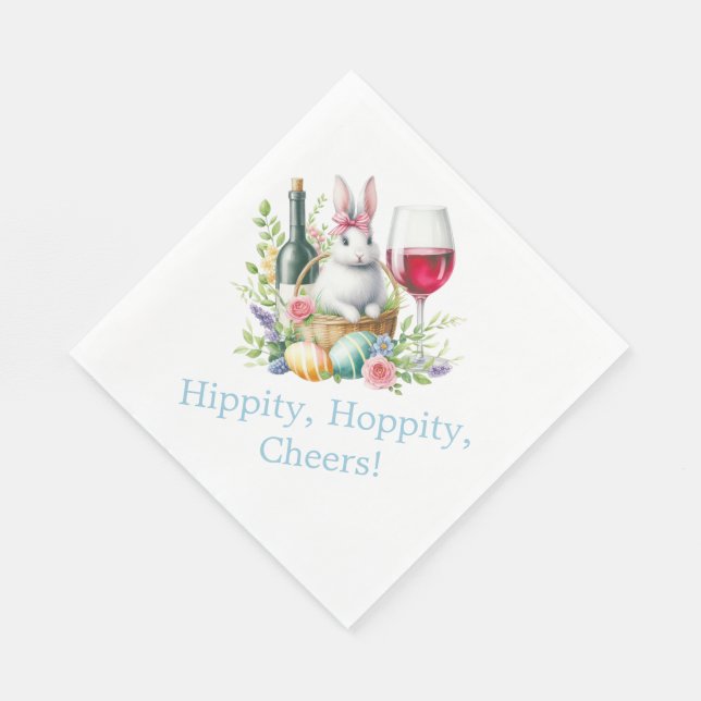 Hippity, Hoppity, Cheers! Cute Easter Paper Napkin (Corner)