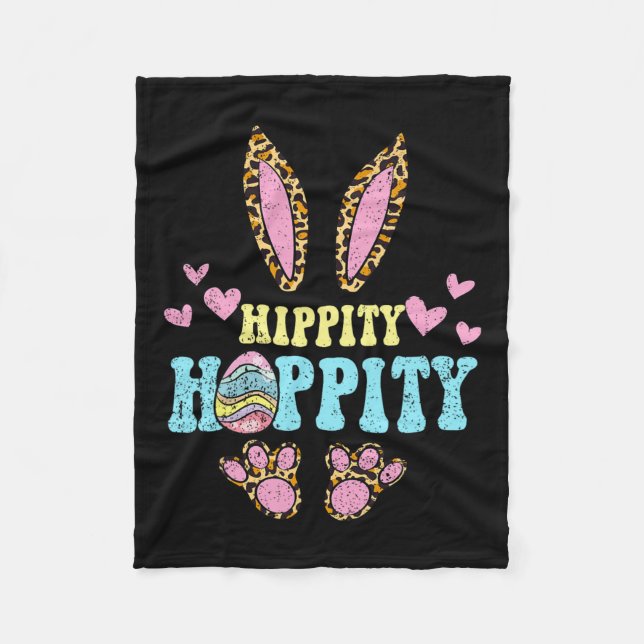 Hippity Hoppity Easter Bunny Egg Hunting Rabbit Sp Fleece Blanket (Front)