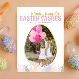 Hippity Hoppity Easter Wishes Personalised Photo Holiday Card