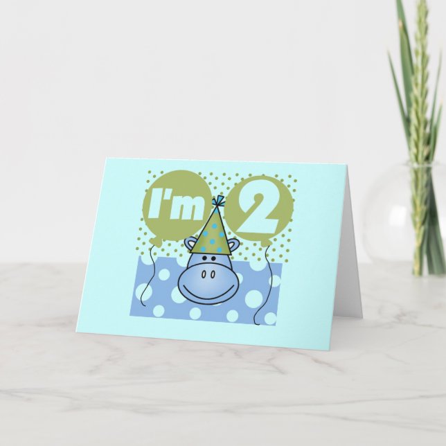 Hippo 2nd Birthday Tshirts and Gifts Card (Front)