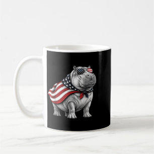 Hippo 4th Of July Aamerican Flag Patriotic Safari Coffee Mug