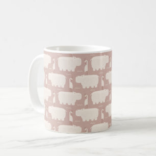 Hippo and bird - pink - nursery coffee mug