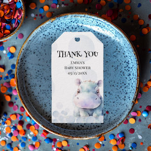 Hippo and Bubbles Baby Shower Favour Gift Tags